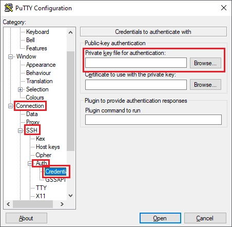 PuTTY Auth Key einbinden