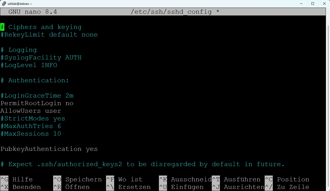 sshd_config Konfiguration
