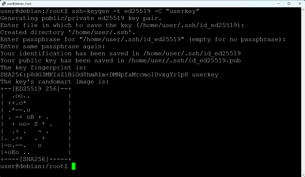 ssh-keygen Ausgabe im Terminal
