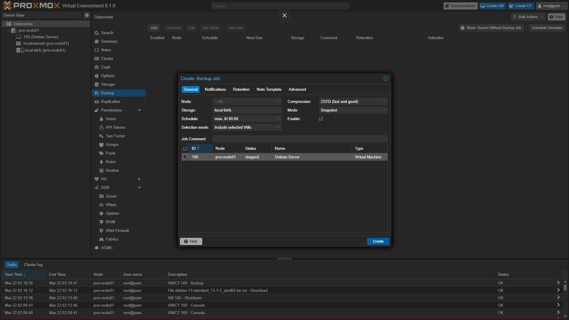 Proxmox Backup Zeitplan