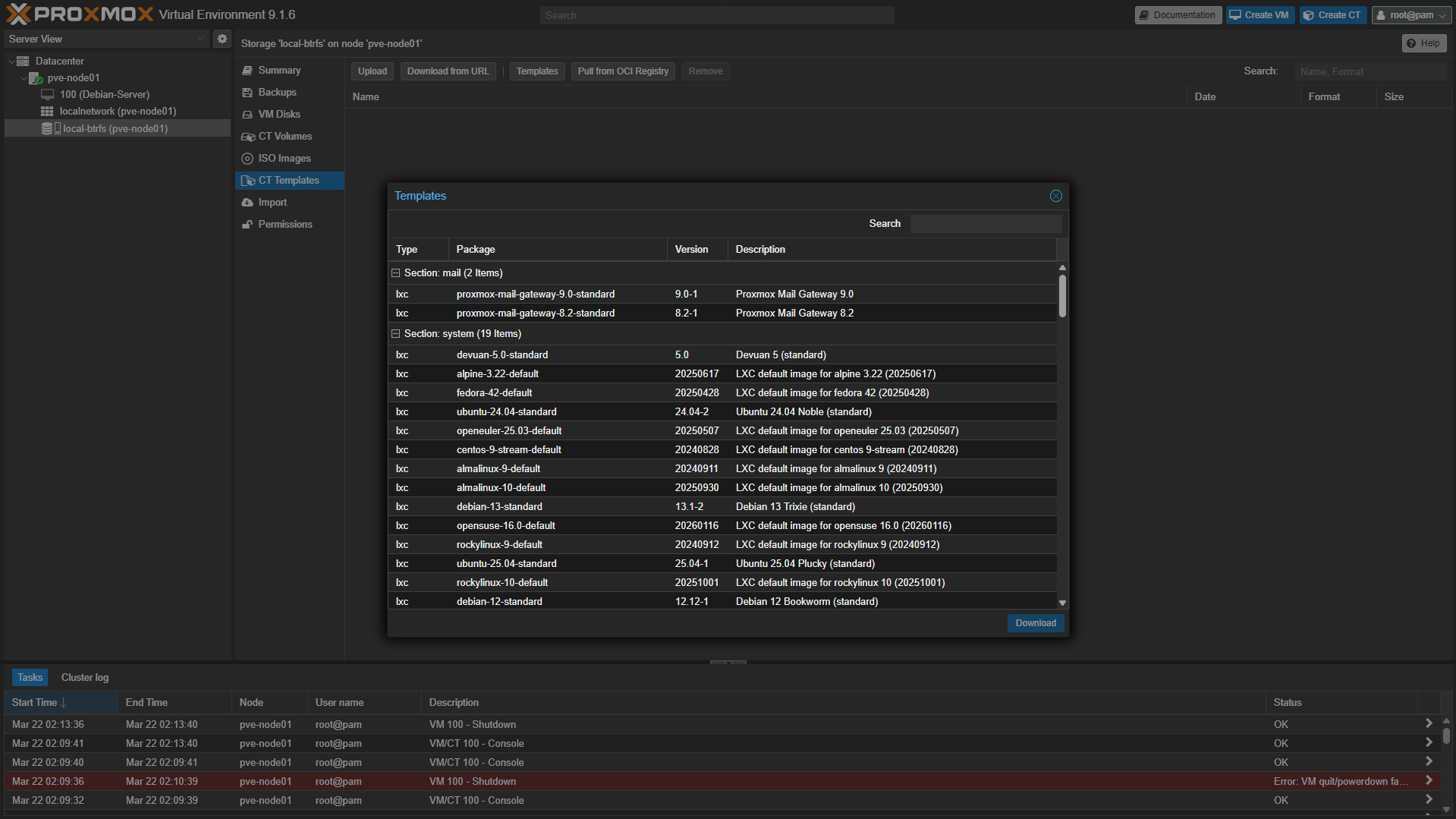 Proxmox Template Download